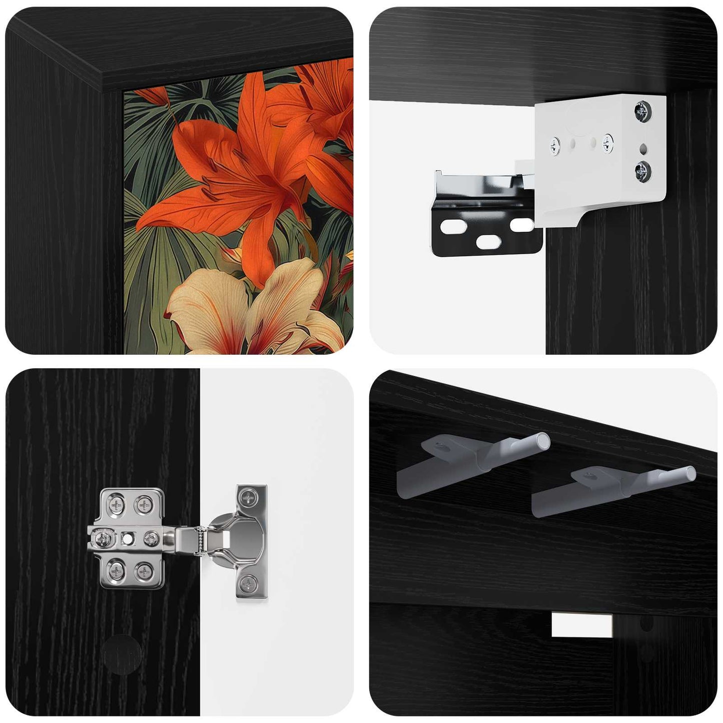 vidaXL Wall-mounted TV Cabinet GENNEP 69 x 33 x 40 cm Black Oak