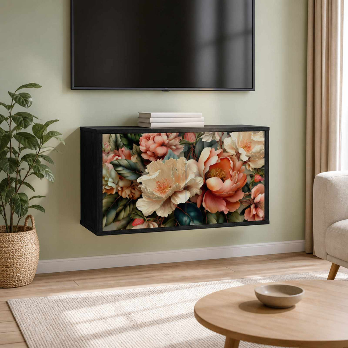 vidaXL Wall-mounted TV Cabinet BORNE 69 x 33 x 40 cm Black Oak