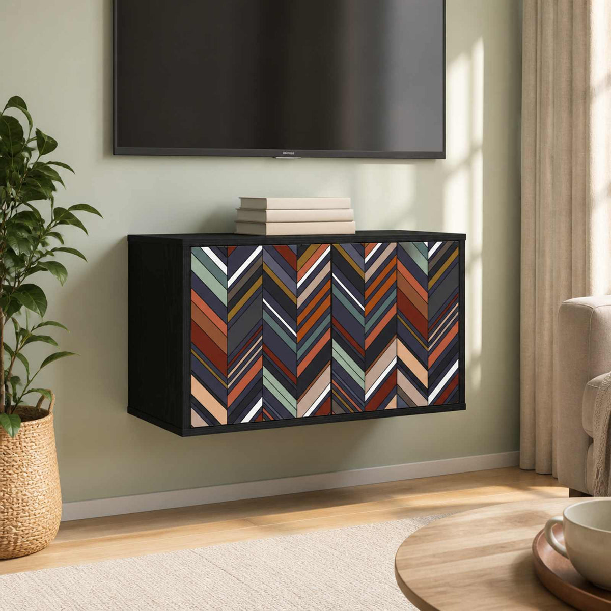 vidaXL Wall-mounted TV Cabinet OMMEN 69 x 33 x 40 cm Black Oak