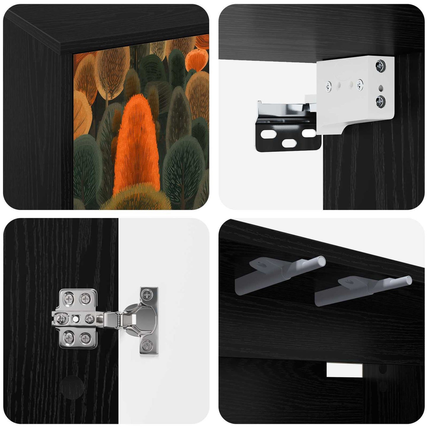 vidaXL Wall-mounted TV Cabinet ZAANDAM 69 x 33 x 40 cm Black Oak