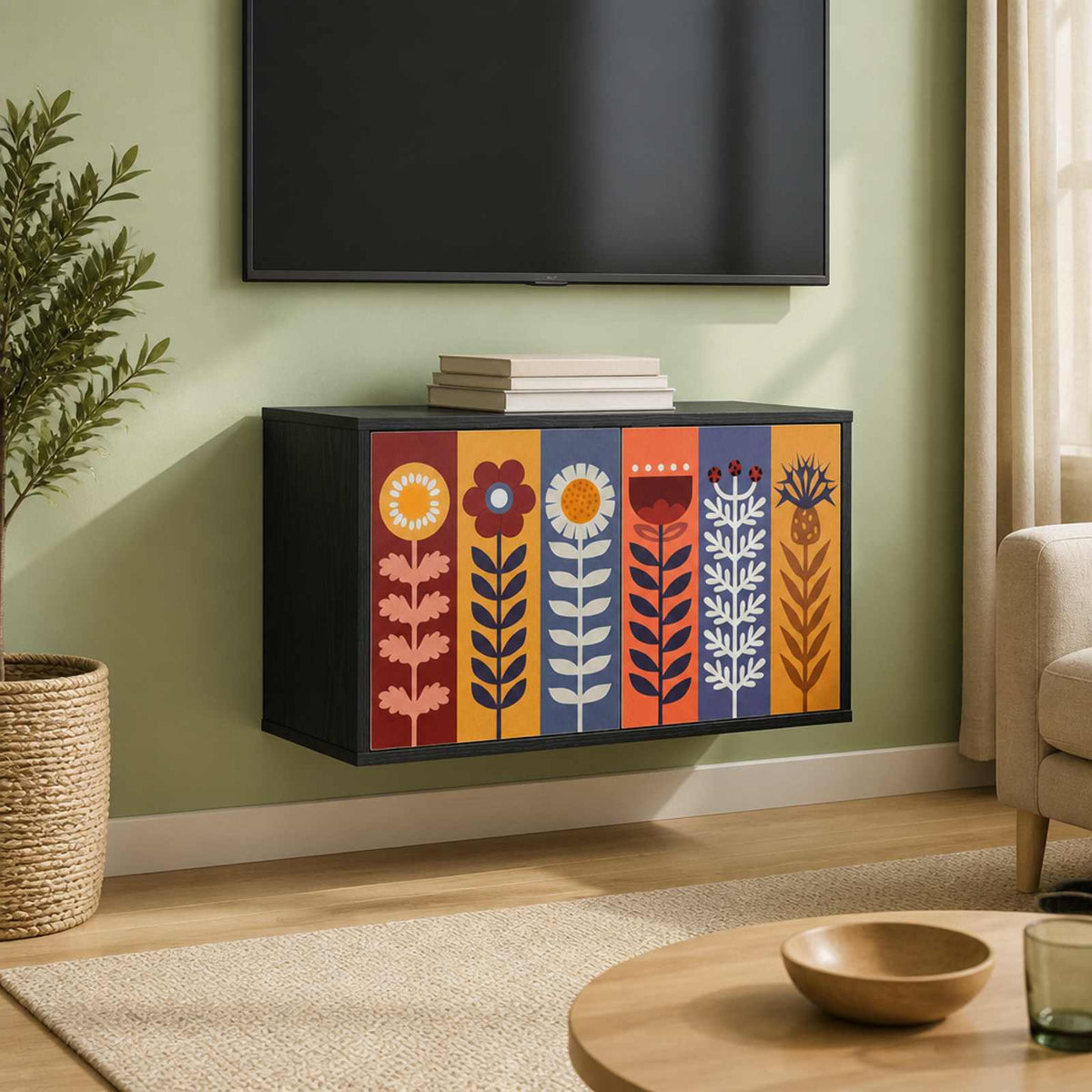 vidaXL Wall-mounted TV Cabinet ESSEN 69 x 33 x 40 cm Black Oak