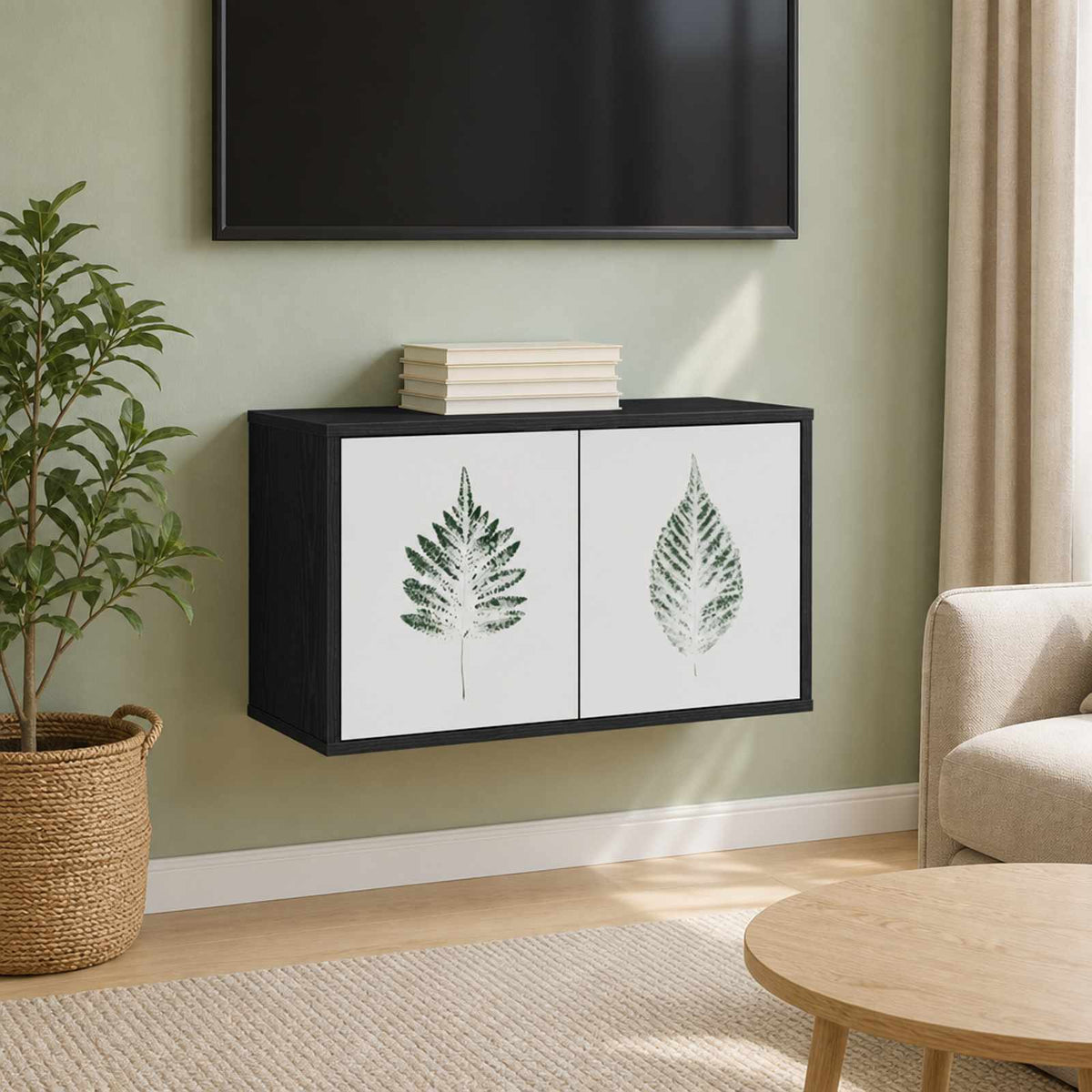 vidaXL Wall-mounted TV Cabinet HANAU 69 x 33 x 40 cm Black Oak