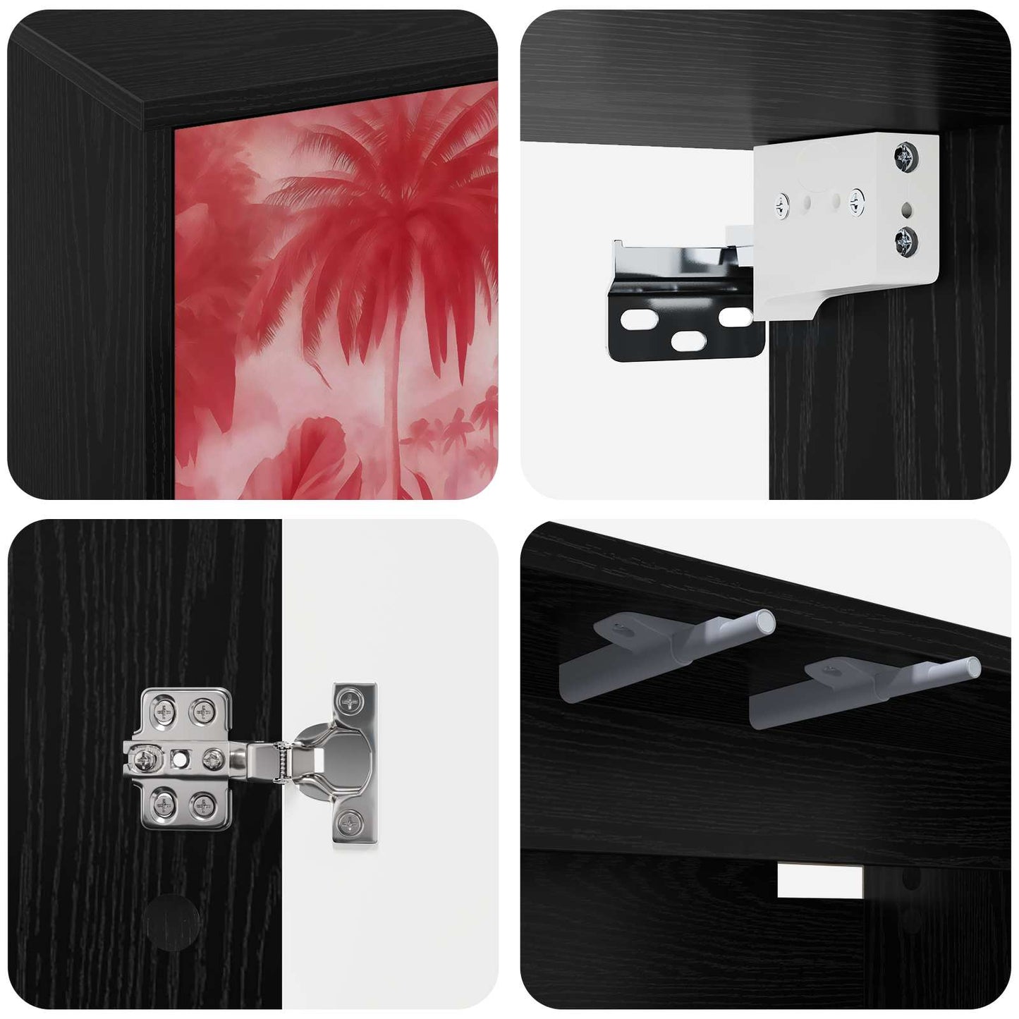 vidaXL Wall-mounted TV Cabinet AACHEN 69 x 33 x 40 cm Black Oak