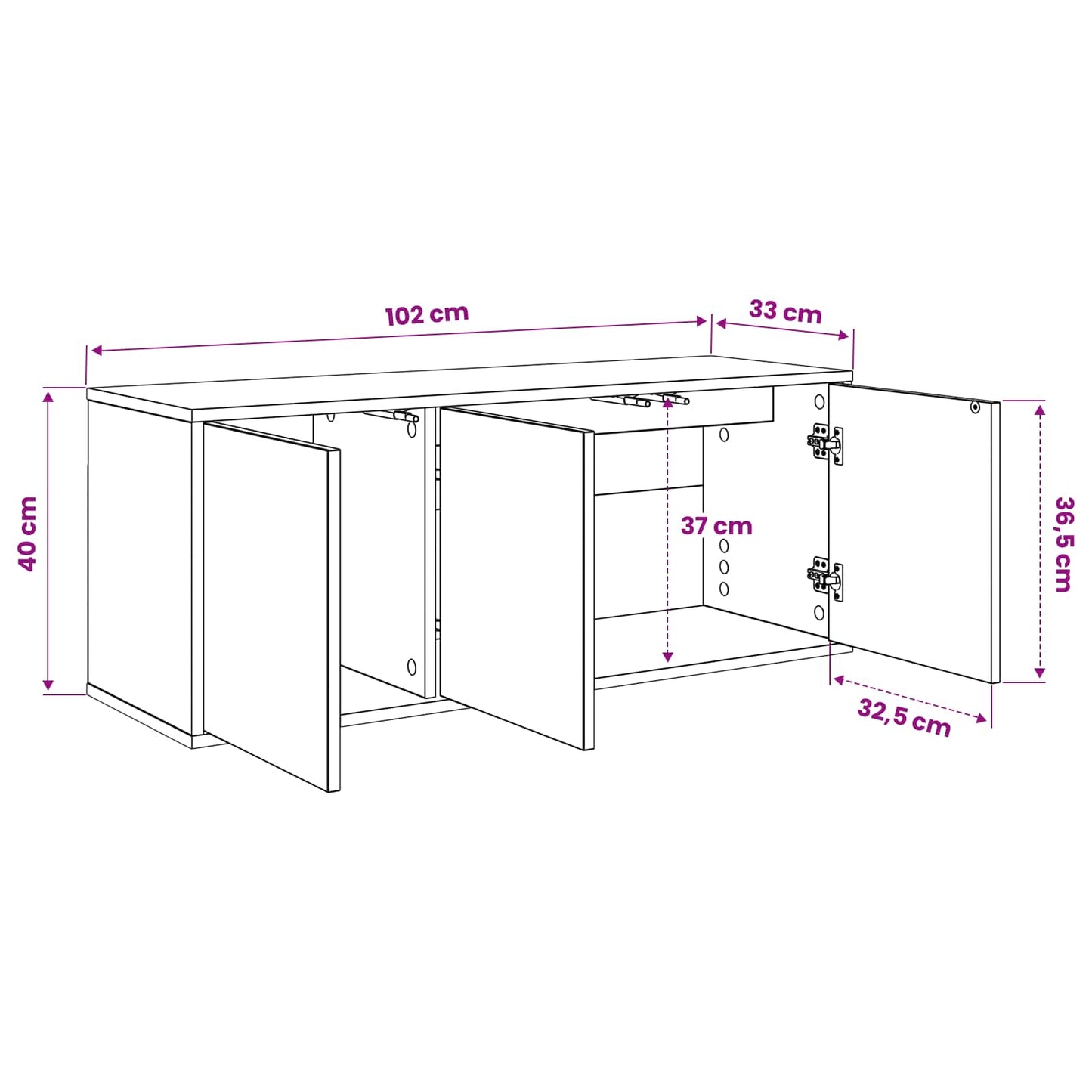 vidaXL Wall-mounted TV Cabinet BORNE 102 x 33 x 40 cm Black Oak