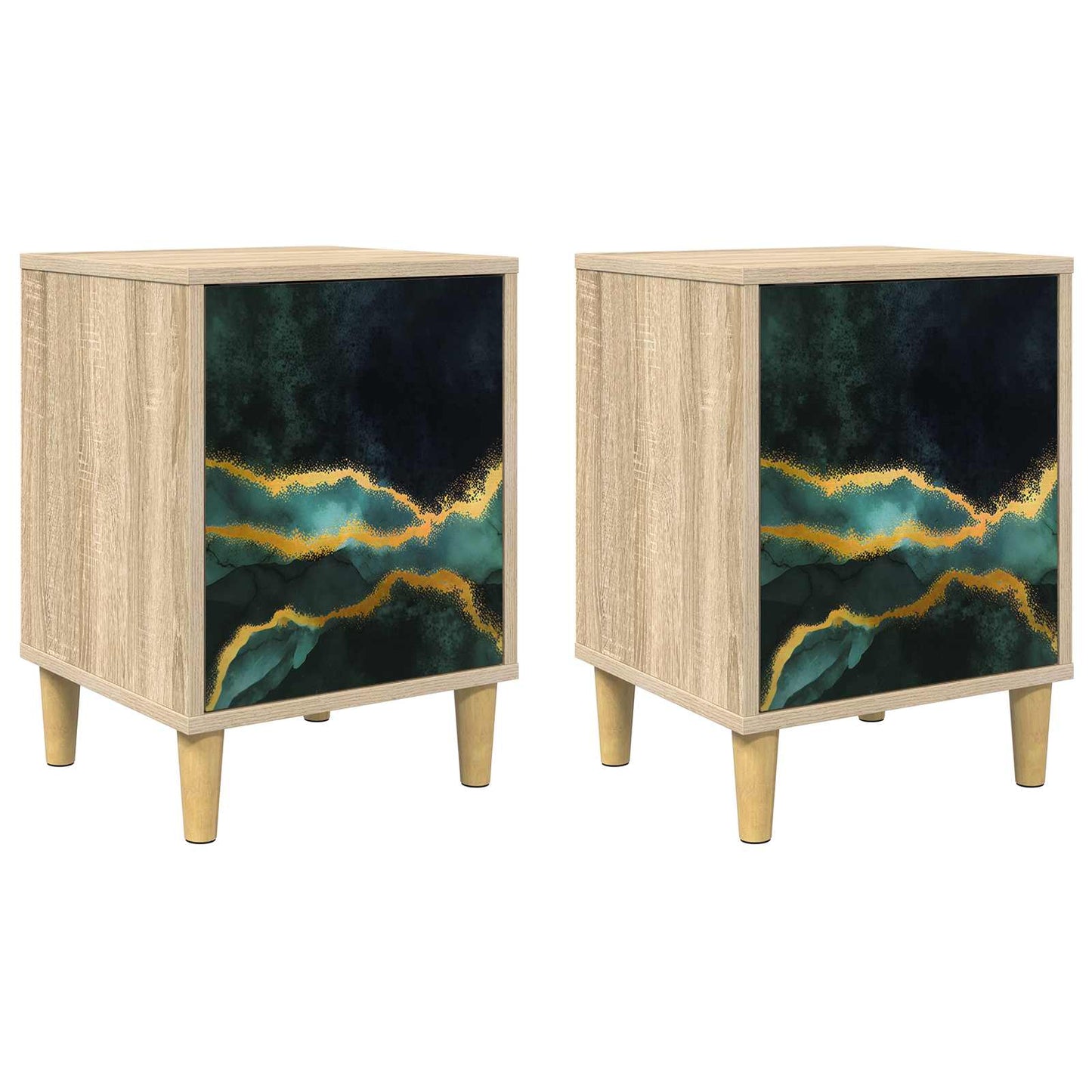 vidaXL Bedside Cabinet WIJHE 2 pcs Sonoma Oak 36 x 33 x 50 cm