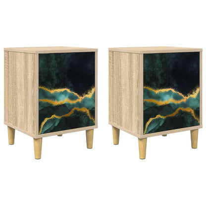 vidaXL Bedside Cabinet WIJHE 2 pcs Sonoma Oak 36 x 33 x 50 cm