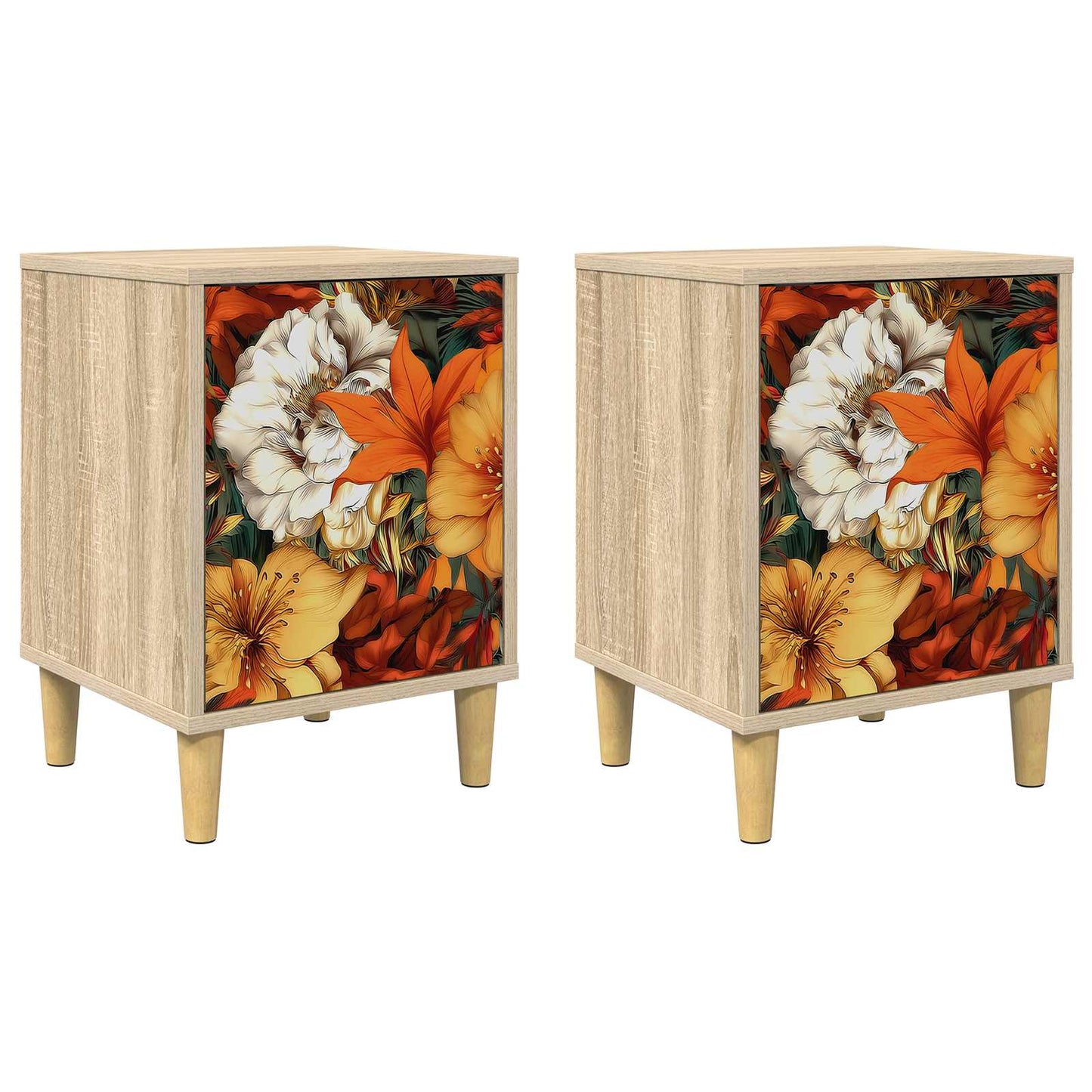 vidaXL Bedside Cabinet GENNEP 2 pcs Sonoma Oak 36 x 33 x 50 cm