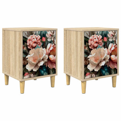 vidaXL Bedside Cabinet BORNE 2 pcs Sonoma Oak 36 x 33 x 50 cm