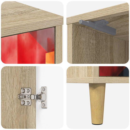 vidaXL Bedside Cabinet HEESCH 2 pcs Sonoma Oak 36 x 33 x 50 cm
