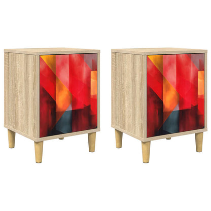 vidaXL Bedside Cabinet HEESCH 2 pcs Sonoma Oak 36 x 33 x 50 cm