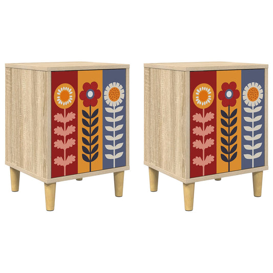 vidaXL Bedside Cabinet ESSEN 2 pcs Sonoma Oak 36 x 33 x 50 cm