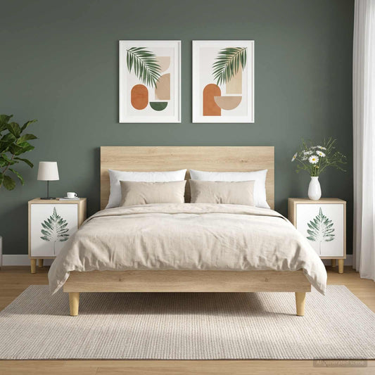 vidaXL Bedside Cabinet HANAU 2 pcs Sonoma Oak 36 x 33 x 50 cm