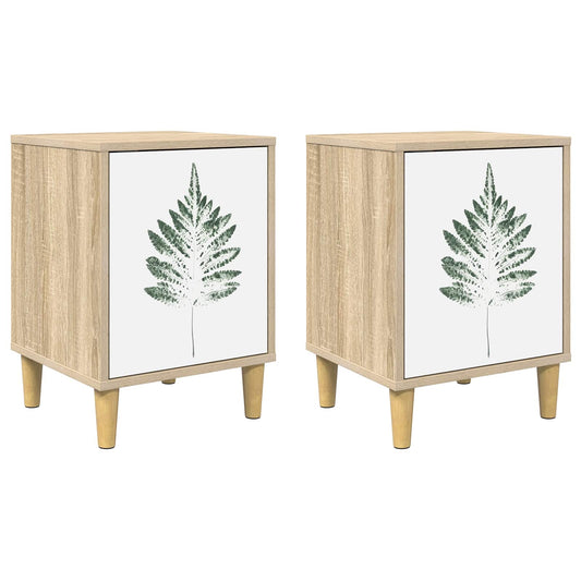 vidaXL Bedside Cabinet HANAU 2 pcs Sonoma Oak 36 x 33 x 50 cm