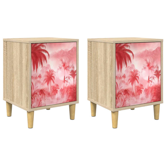 vidaXL Bedside Cabinet AACHEN 2 pcs Sonoma Oak 36 x 33 x 50 cm