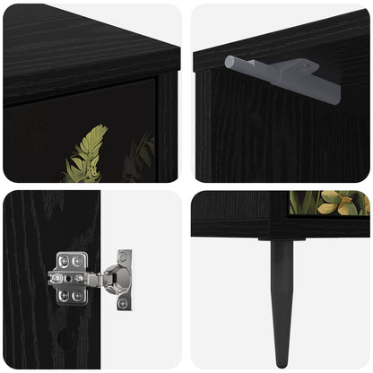 vidaXL Bedside Cabinet RHENEN Black Oak 36 x 33 x 51 cm