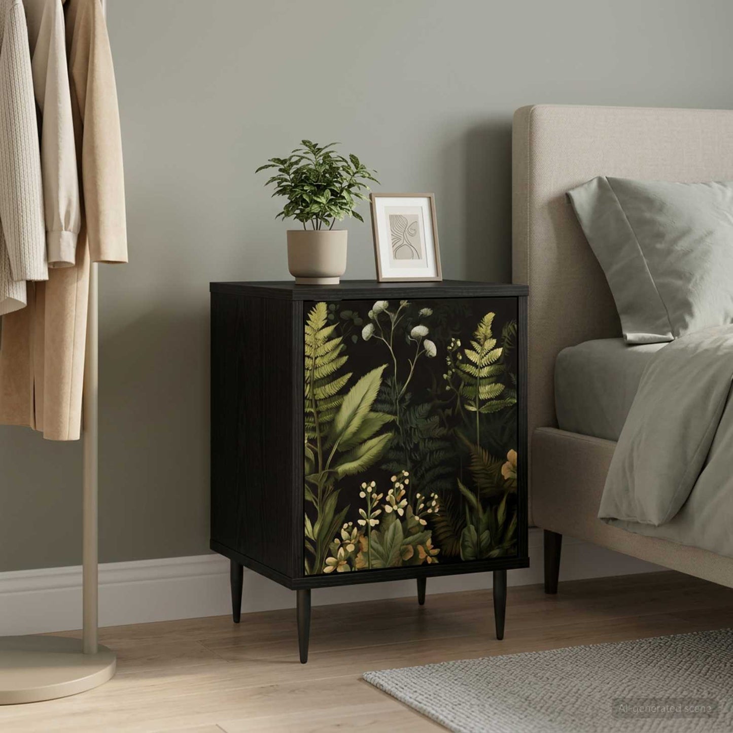 vidaXL Bedside Cabinet RHENEN Black Oak 36 x 33 x 51 cm