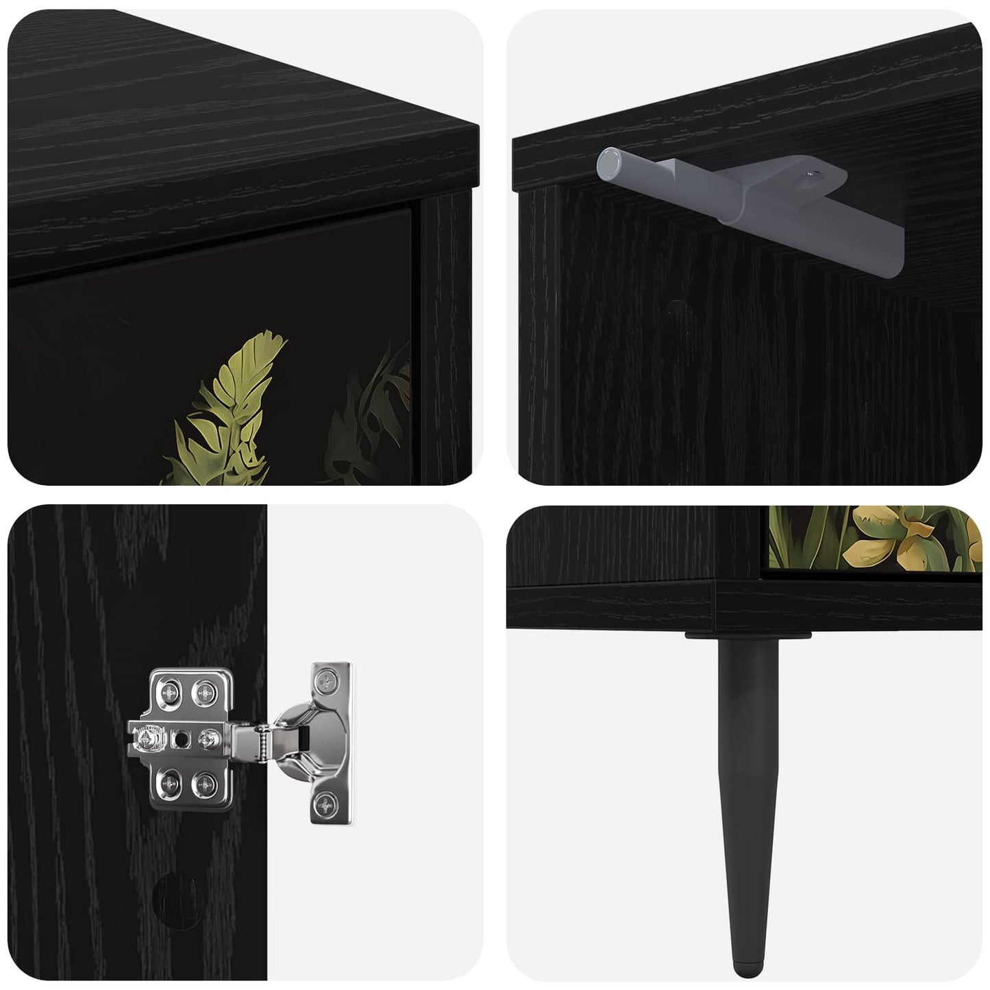 vidaXL Bedside Cabinet RHENEN 2 pcs Black Oak 36 x 33 x 51 cm