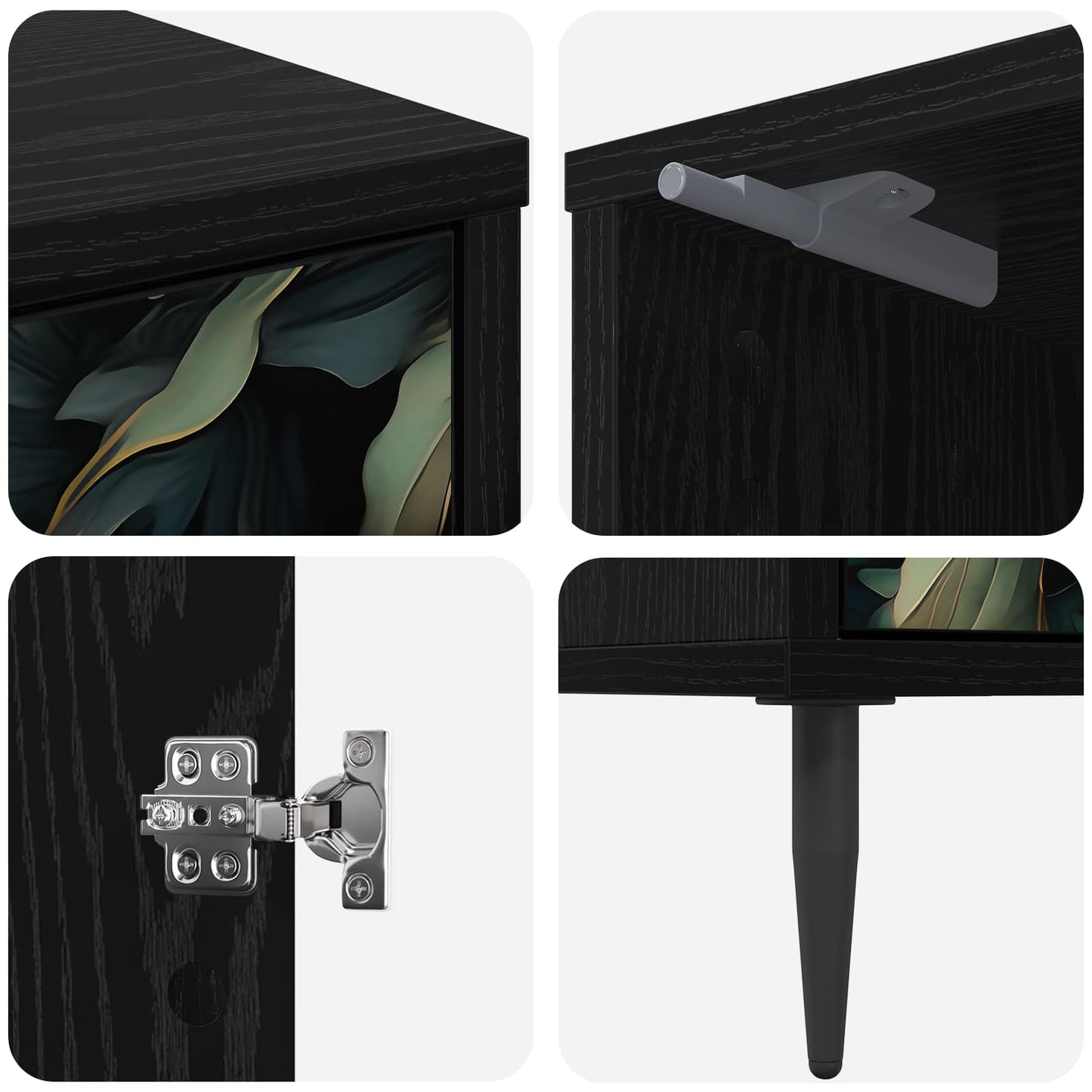 vidaXL Bedside Cabinet LOCHEM Black Oak 36 x 33 x 51 cm