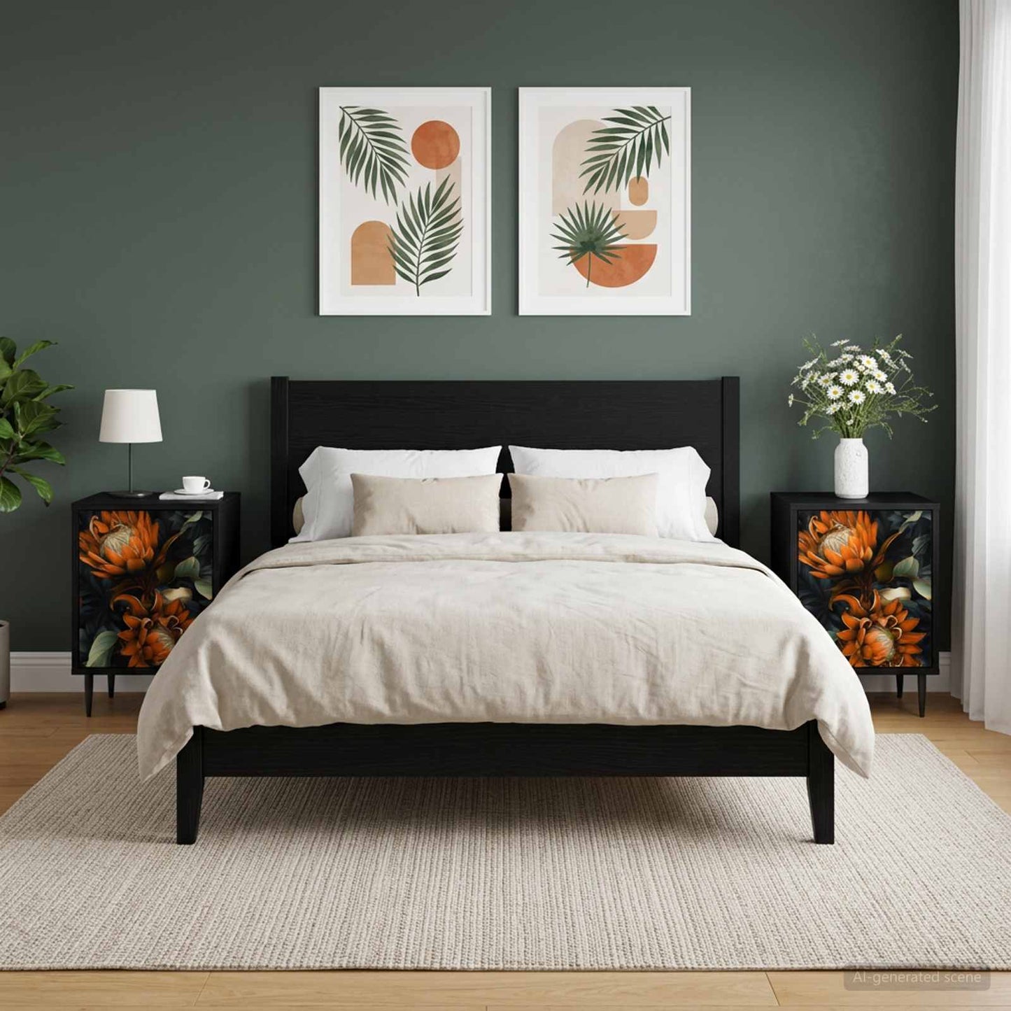 vidaXL Bedside Cabinet LOCHEM 2 pcs Black Oak 36 x 33 x 51 cm