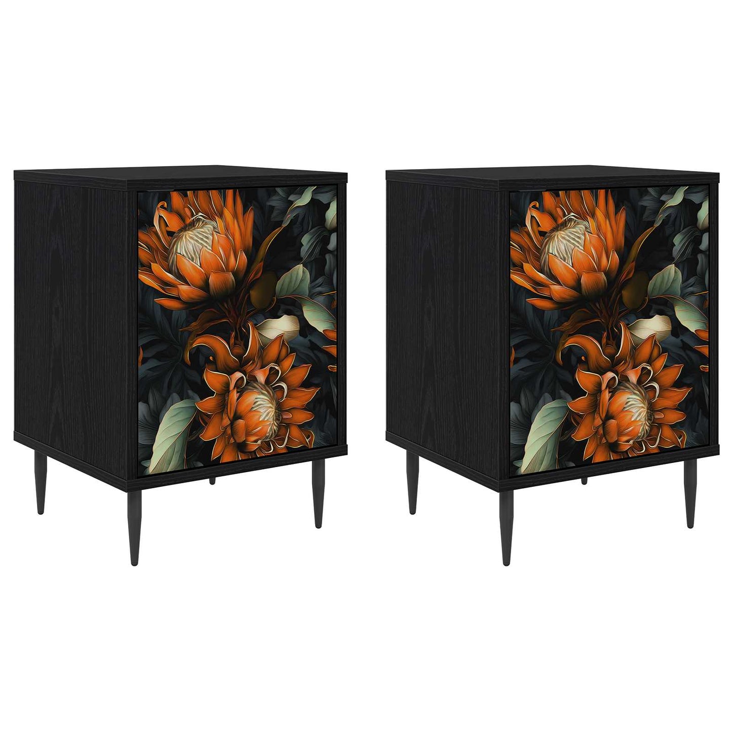 vidaXL Bedside Cabinet LOCHEM 2 pcs Black Oak 36 x 33 x 51 cm