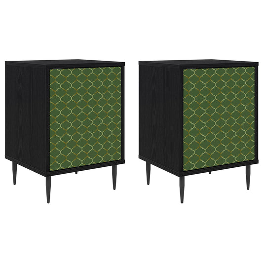 vidaXL Bedside Cabinet GELEEN 2 pcs Black Oak 36 x 33 x 51 cm