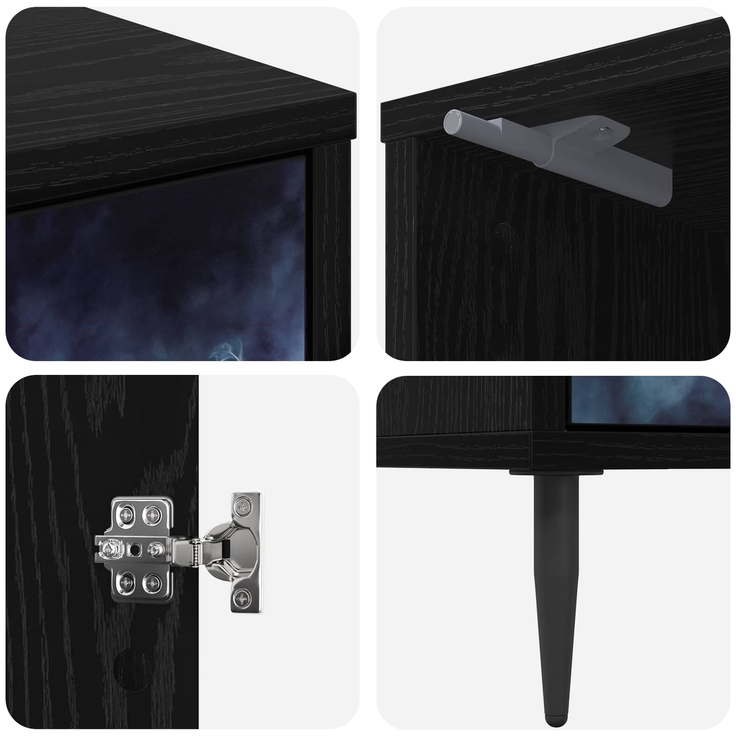 vidaXL Bedside Cabinet RAALTE 2 pcs Black Oak 36 x 33 x 51 cm