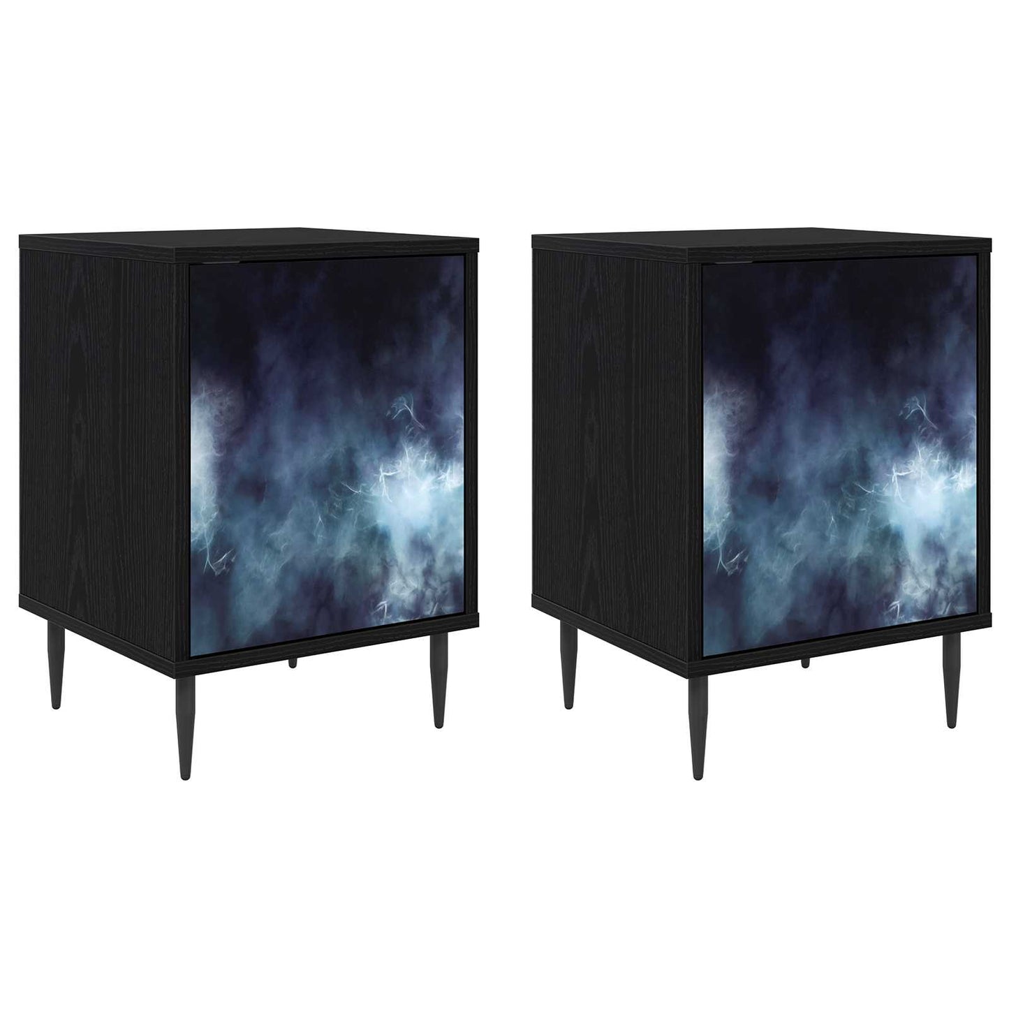 vidaXL Bedside Cabinet RAALTE 2 pcs Black Oak 36 x 33 x 51 cm