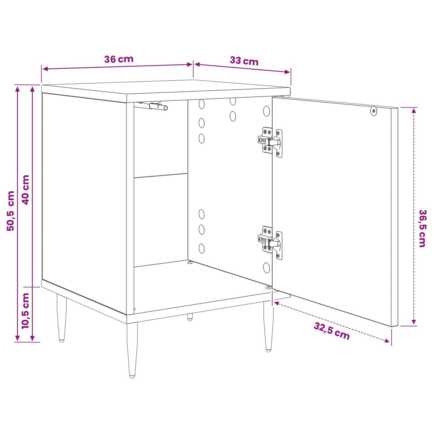 vidaXL Bedside Cabinet RAALTE 2 pcs Black Oak 36 x 33 x 51 cm