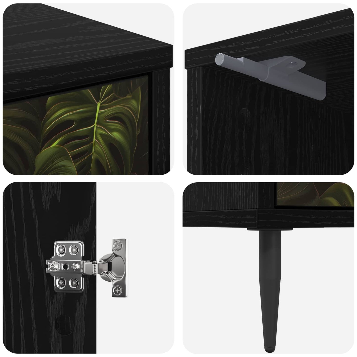 vidaXL Bedside Cabinet ELBURG Black Oak 36 x 33 x 51 cm