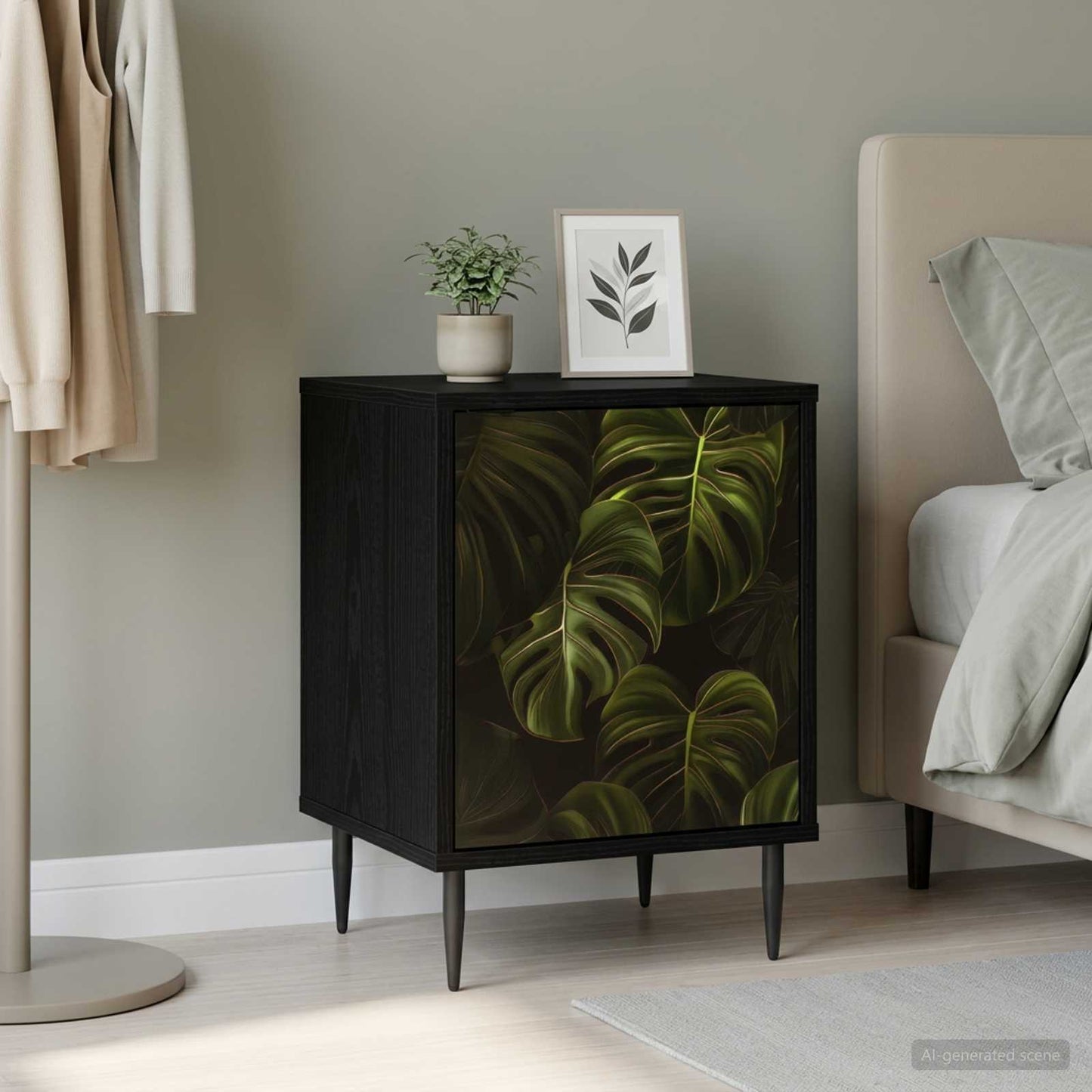 vidaXL Bedside Cabinet ELBURG Black Oak 36 x 33 x 51 cm