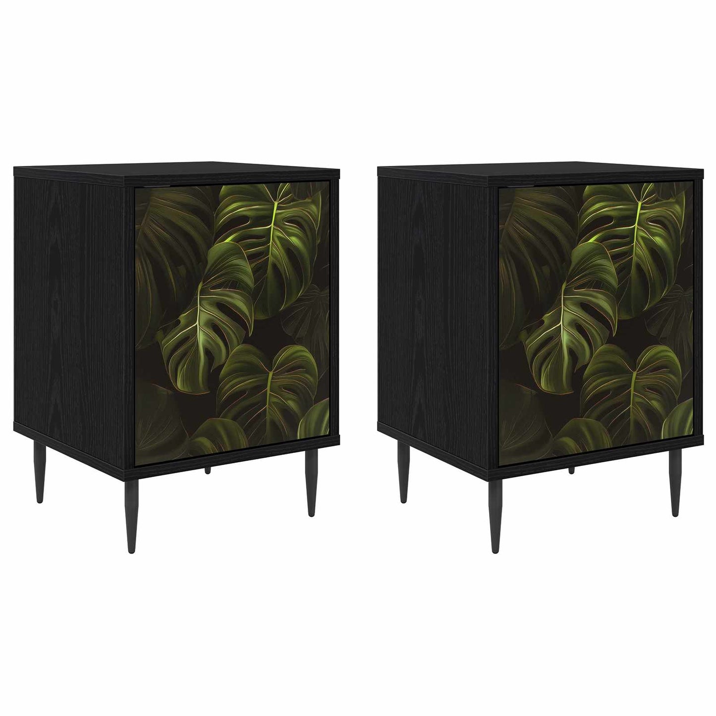 vidaXL Bedside Cabinet ELBURG 2 pcs Black Oak 36 x 33 x 51 cm