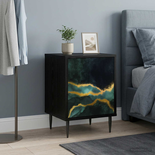vidaXL Bedside Cabinet WIJHE Black Oak 36 x 33 x 51 cm Engineered Wood