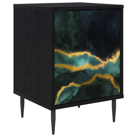 vidaXL Bedside Cabinet WIJHE Black Oak 36 x 33 x 51 cm Engineered Wood