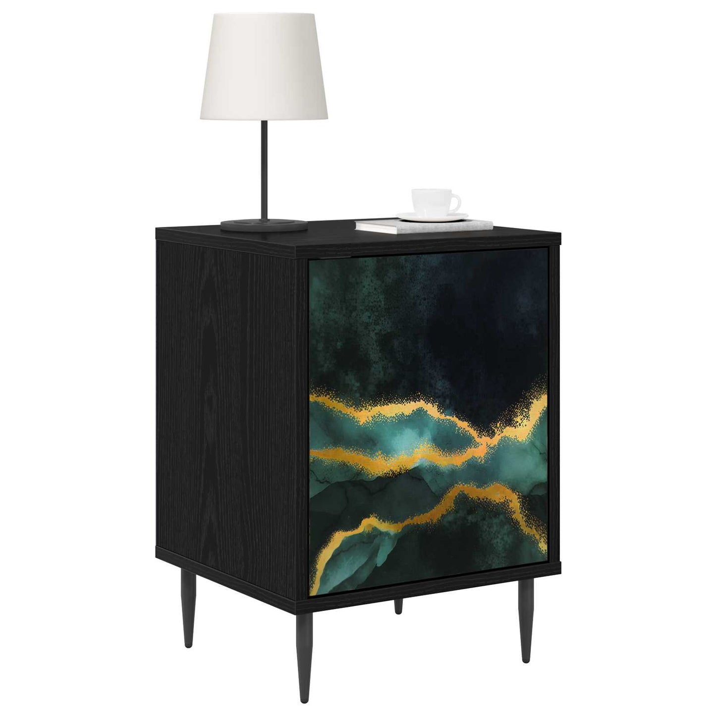 vidaXL Bedside Cabinet WIJHE Black Oak 36 x 33 x 51 cm Engineered Wood