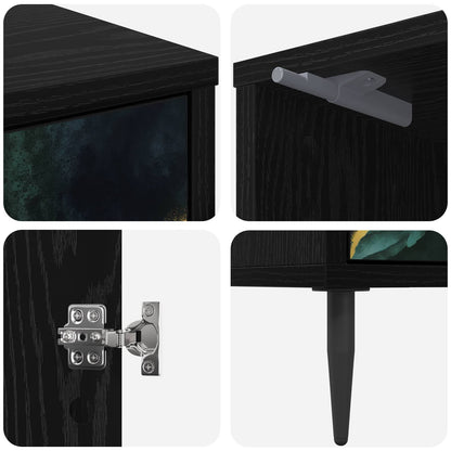 vidaXL Bedside Cabinet WIJHE 2 pcs Black Oak 36 x 33 x 51 cm