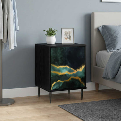 vidaXL Bedside Cabinet WIJHE 2 pcs Black Oak 36 x 33 x 51 cm