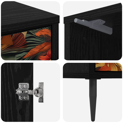 vidaXL Bedside Cabinet GENNEP Black Oak 36 x 33 x 51 cm