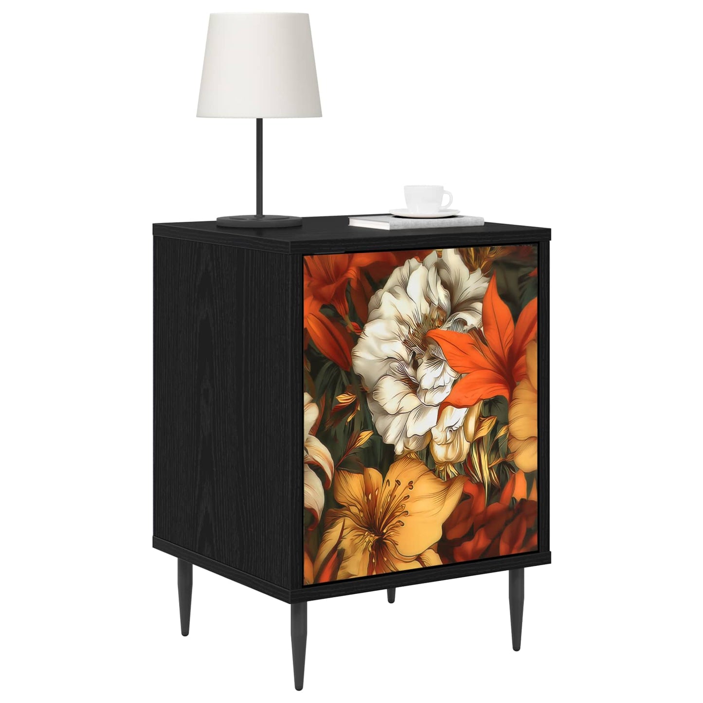 vidaXL Bedside Cabinet GENNEP Black Oak 36 x 33 x 51 cm