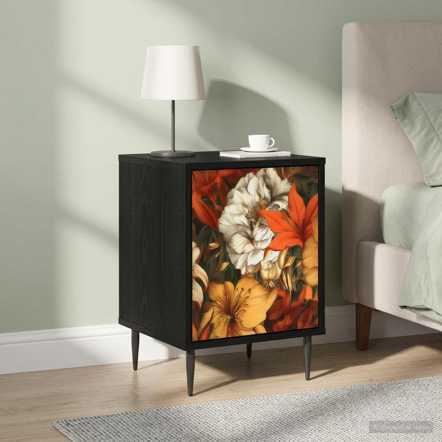 vidaXL Bedside Cabinet GENNEP 2 pcs Black Oak 36 x 33 x 51 cm