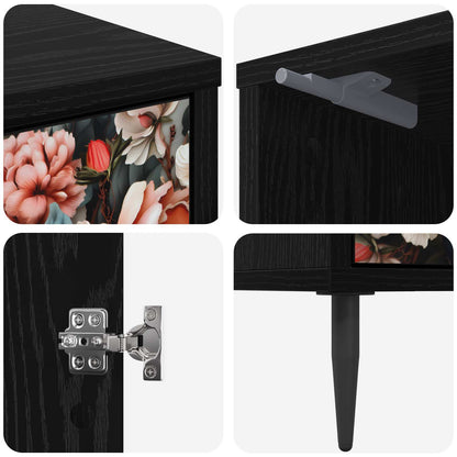 vidaXL Bedside Cabinet BORNE Black Oak 36 x 33 x 51 cm Engineered Wood