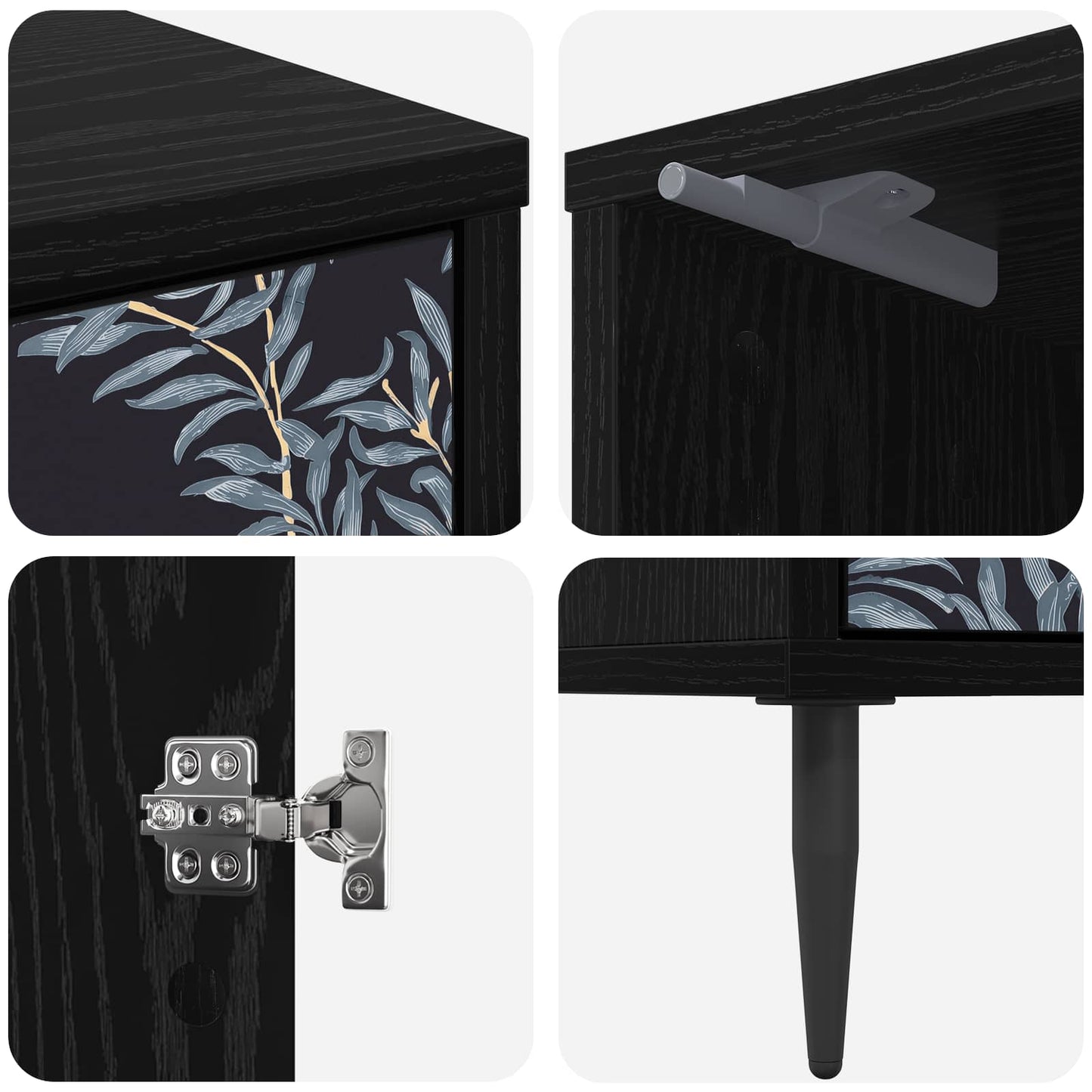 vidaXL Bedside Cabinet DOKKUM Black Oak 36 x 33 x 51 cm