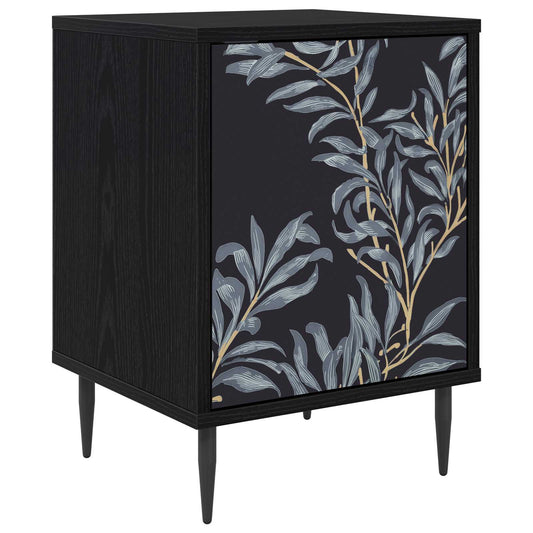 vidaXL Bedside Cabinet DOKKUM Black Oak 36 x 33 x 51 cm