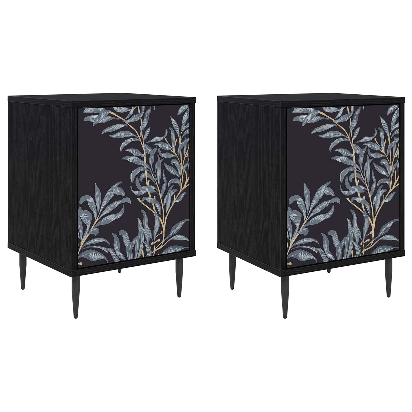 vidaXL Bedside Cabinet DOKKUM 2 pcs Black Oak 36 x 33 x 51 cm