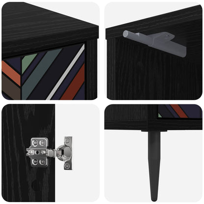 vidaXL Bedside Cabinet OMMEN 2 pcs Black Oak 36 x 33 x 51 cm