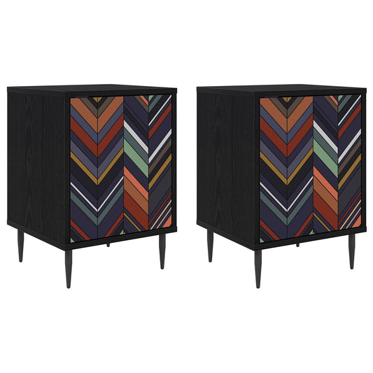 vidaXL Bedside Cabinet OMMEN 2 pcs Black Oak 36 x 33 x 51 cm