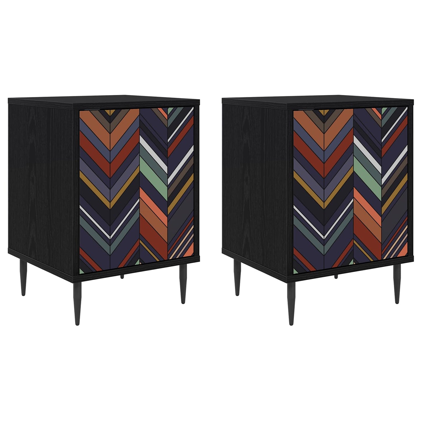 vidaXL Bedside Cabinet OMMEN 2 pcs Black Oak 36 x 33 x 51 cm
