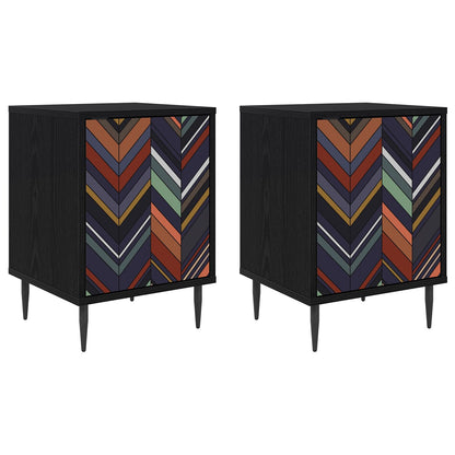 vidaXL Bedside Cabinet OMMEN 2 pcs Black Oak 36 x 33 x 51 cm