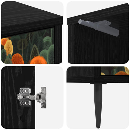 vidaXL Bedside Cabinet ZAANDAM 2 pcs Black Oak 36 x 33 x 51 cm