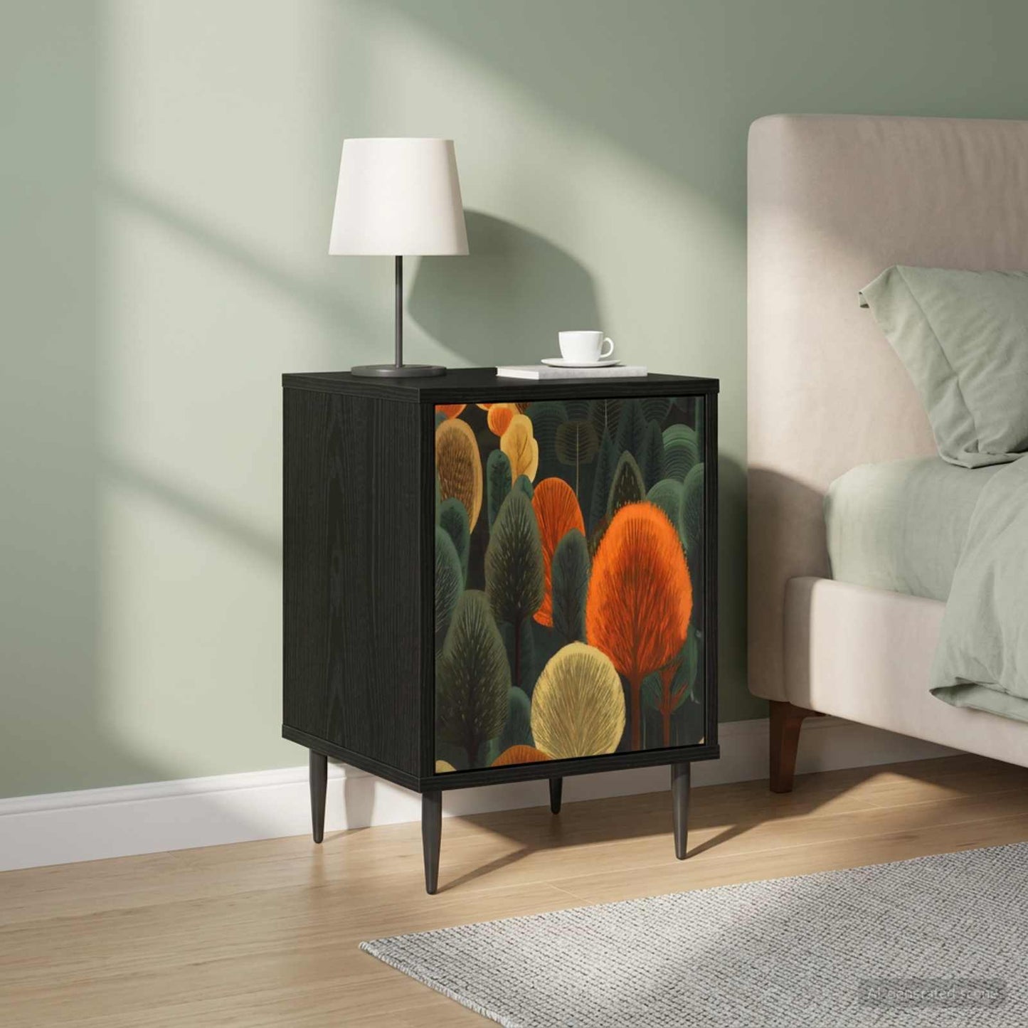 vidaXL Bedside Cabinet ZAANDAM 2 pcs Black Oak 36 x 33 x 51 cm