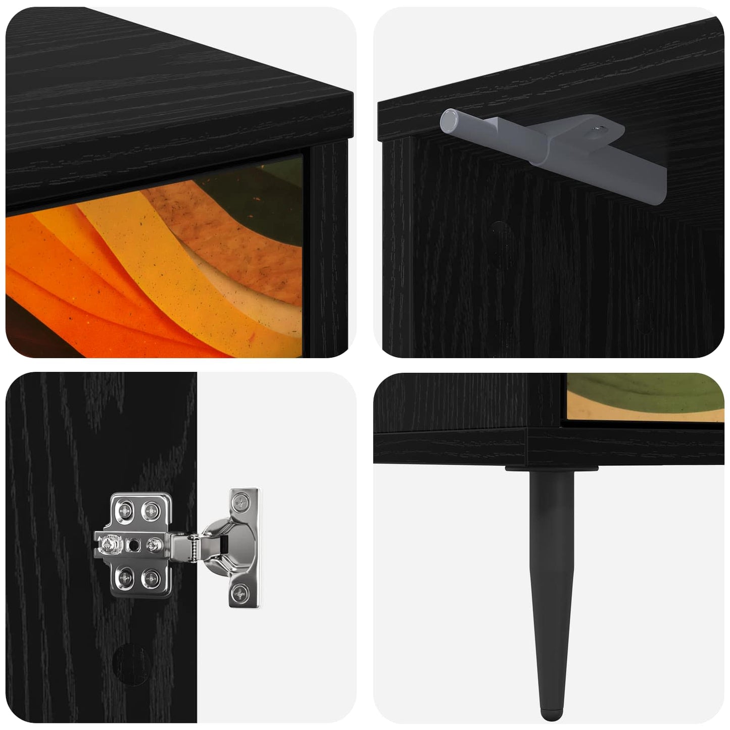 vidaXL Bedside Cabinet BONN Black Oak 36 x 33 x 51 cm Engineered Wood